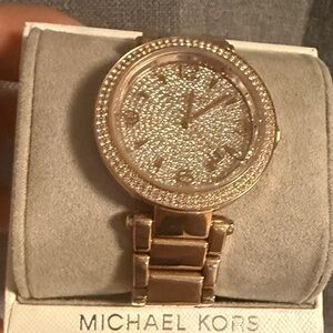 NIB Michael Kors Sparkling Rose Gold Women's Watch MK6511 full battery stainless